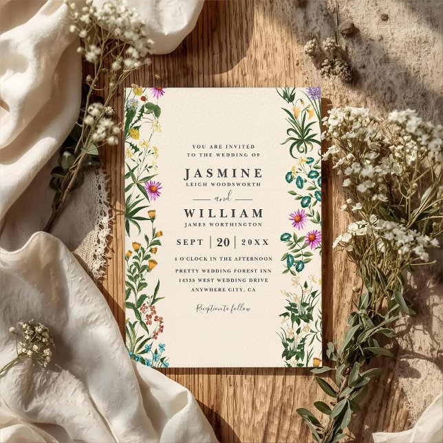Wildflowers Garden Rustic Elegant QR Code Wedding Invitation (Creator Uploaded)