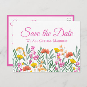 Wildflowers Garden Wedding Floral Save The Date Postcard