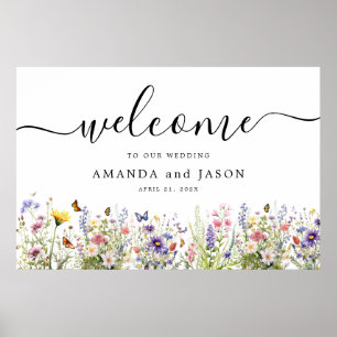 Wildflowers garden Wedding Welcome Sign