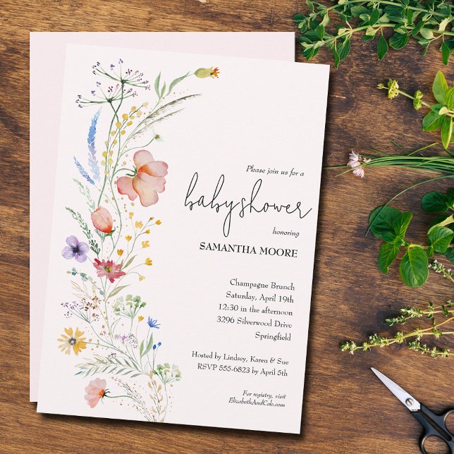 Wildflowers Girl Baby Shower Invitations (Creator Uploaded)