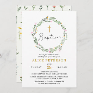 Wildflowers Girl Baptism Celebration Invitation