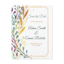 Wildflowers & Gold Sparkles Save the Date Wedding