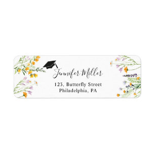 Wildflowers Graduation Return Address Label