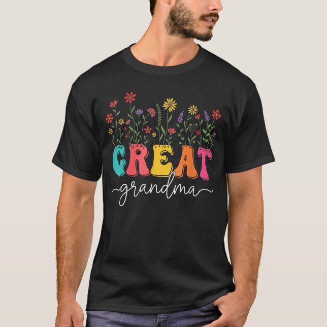Wildflowers Great Grandma Floral Mothers Day Great T-Shirt (Front)