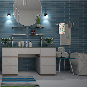 Wildflowers green white red name bath towel set