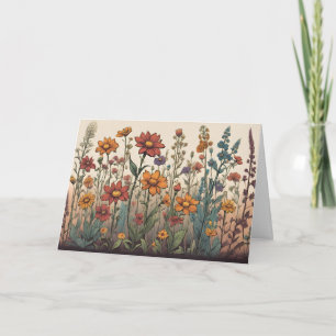 Wildflowers Growing in the Field Illustration Card
