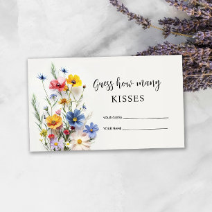 Wildflowers guess how many kisses bridal game enclosure card
