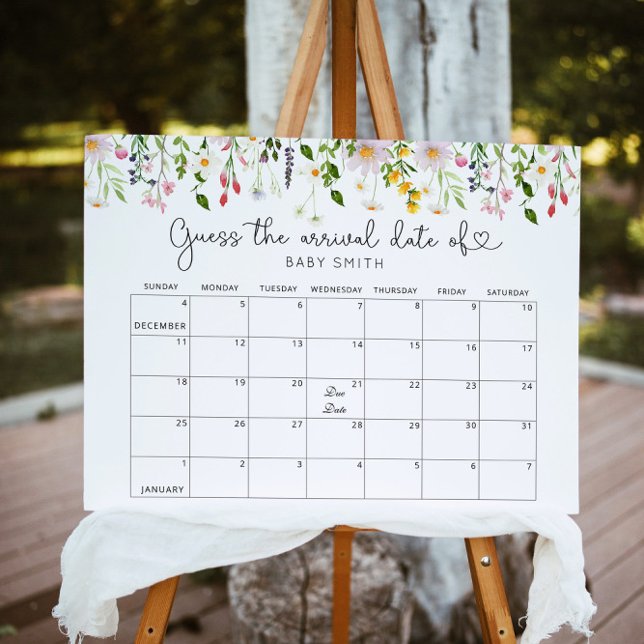 Wildflowers Guess the due Date calendar Poster (Creator Uploaded)