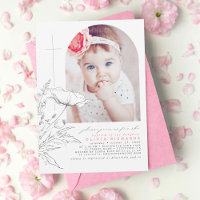 Wildflowers Hand-drawn Baptism Baby Girl Photo