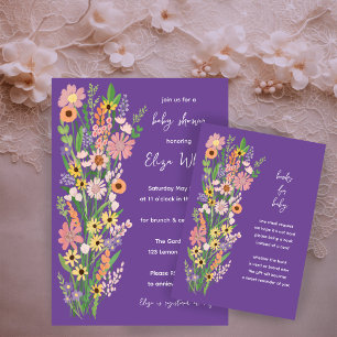 Wildflowers Handpainted Custom Baby Shower Enclosure Card