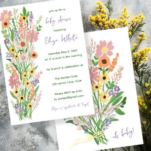 Wildflowers Handpainted Custom Baby Shower Invitation