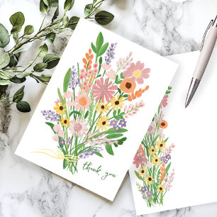 Wildflowers Handpainted Custom Baby Shower  Thank You Card