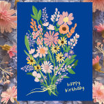 Wildflowers Handpainted Gouache Happy Birthday Postcard<br><div class="desc">Perfect simple and cute design for a fun birthday postcard! Hand made art for you! FULLY CUSTOMIZABLE! Click on “Personalise” above to edit the text. Click "edit using design tool" to adjust the fonts, colours and placements. THANK YOU FOR SUPPORTING INDEPENDENT ARTISTS! All artwork and designs are created by me....</div>