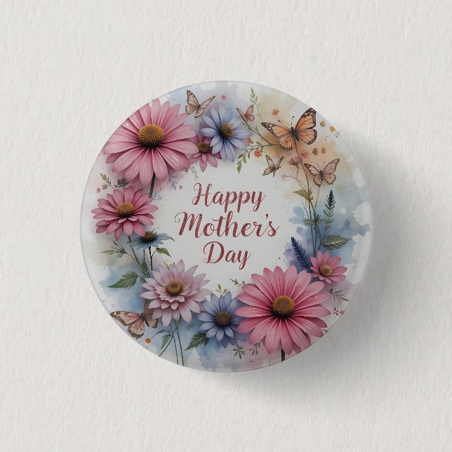 WildFlowers Happy Mother's Day 3 Cm Round Badge (Front)