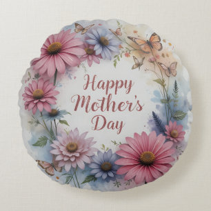 Wildflowers Happy Mother's Day Round Cushion
