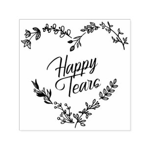 Wildflowers Heart Happy Tears Wedding Quote Self-inking Stamp