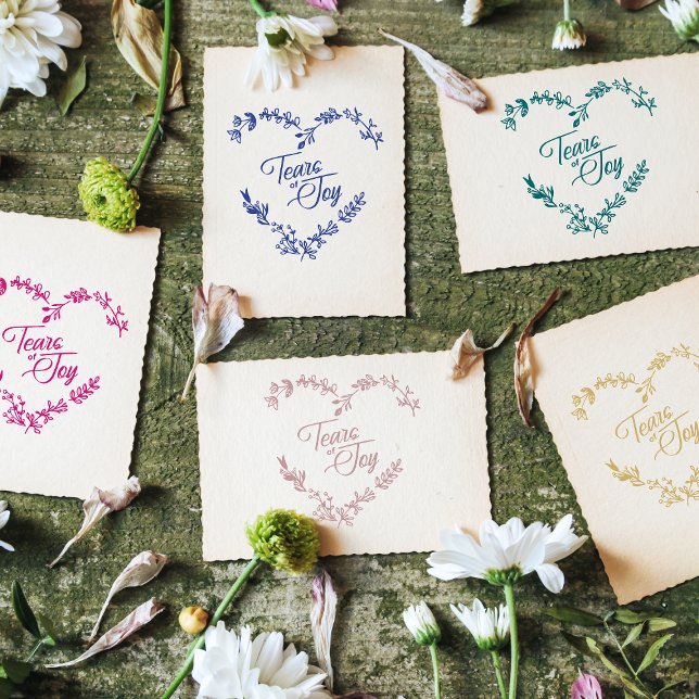 Wildflowers Heart Tears of Joy Wedding Quote Rubber Stamp (Creator Uploaded)
