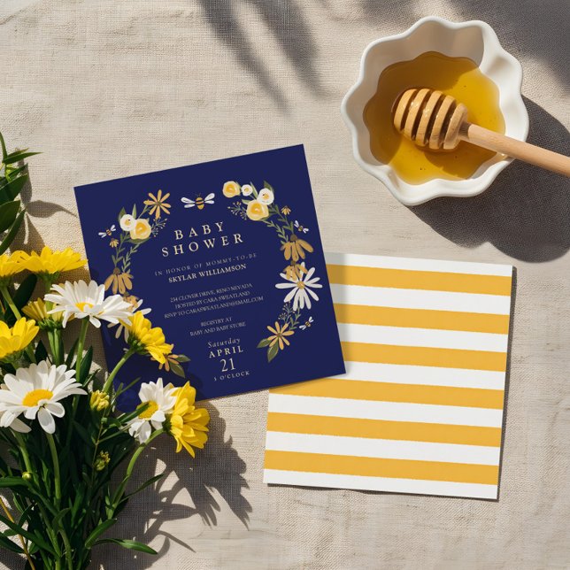 Wildflowers & Honey Bee Floral Wreath Baby Shower Invitation (Wildflowers & Honey Bee Floral Wreath Baby Shower Invitation)