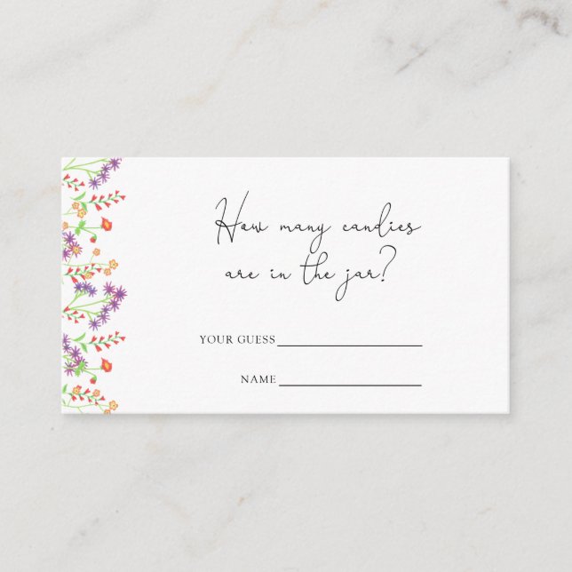 Wildflowers - How many candies are in the jar Enclosure Card (Front)