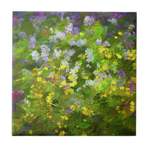 Wildflowers Impasto Painting - Original Flower Art Ceramic Tile
