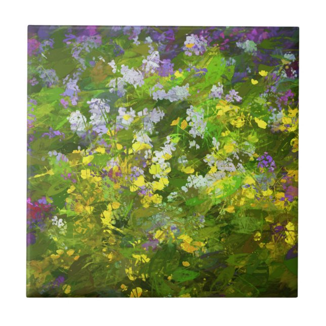 Wildflowers Impasto Painting - Original Flower Art Ceramic Tile (Front)