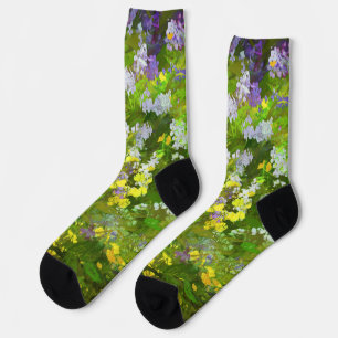 Wildflowers Impasto Painting - Original Flower Art Socks