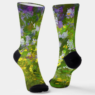 Wildflowers Impasto Painting Original Flower Art Socks
