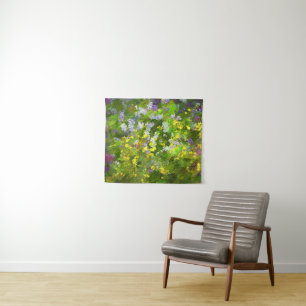 Wildflowers Impasto Painting - Original Flower Art Tapestry