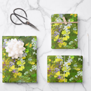 Wildflowers Impasto Painting - Original Flower Art Wrapping Paper Sheet