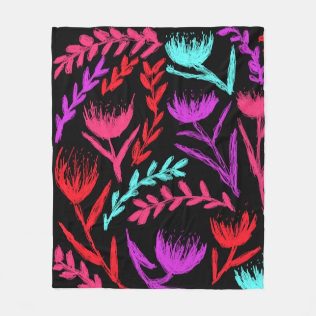 Wildflowers in Colours that POP!  Fleece Blanket (Front)