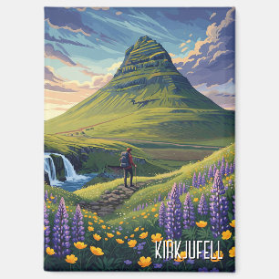 Wildflowers in Kirkjufell Iceland Travel Magnet
