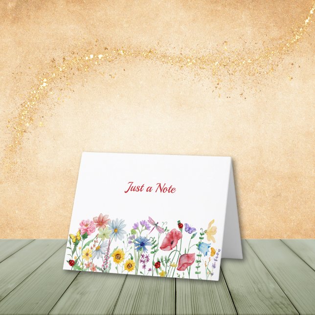 Wildflowers in the Field Note Cards (Personalize to add name or  initials. Customize to change text, color, or style.)
