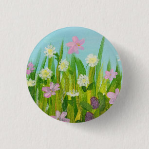 Wildflowers in the grass 3 cm round badge
