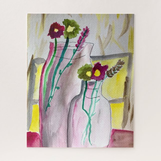 Wildflowers in vase abstract art jigsaw puzzle (Vertical)