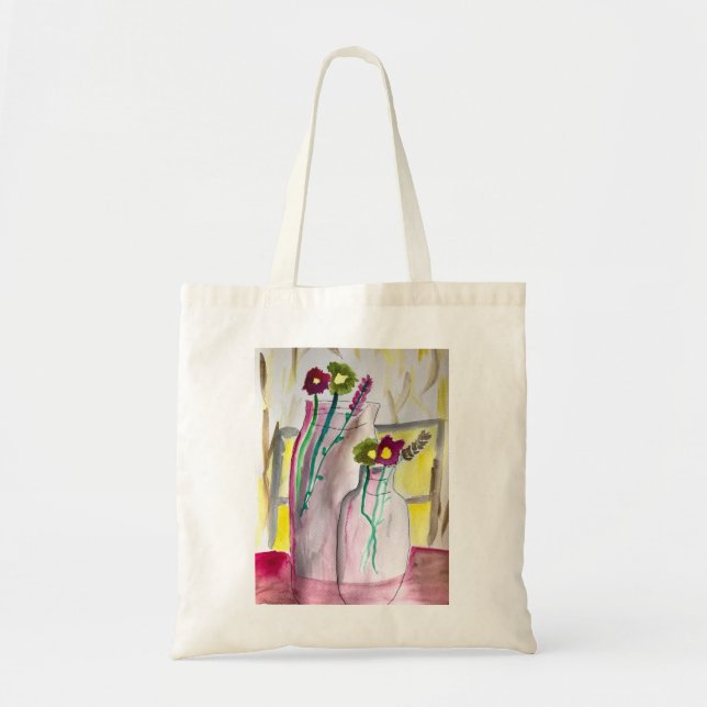 Wildflowers in vase abstract art tote bag (Front)