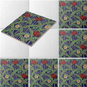 Wildflowers In Wheatfield Pattern Ceramic Tile