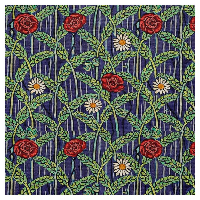 Wildflowers In Wheatfield Pattern Fabric (Swatch)