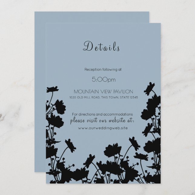 Wildflowers Ink Details Page Cornflower Blue Invitation (Front/Back)