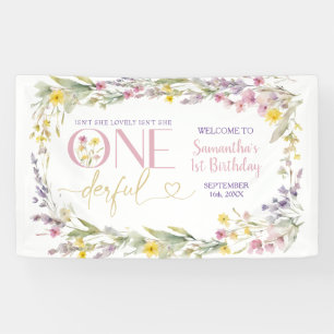 Wildflowers Isn't She Onederful 1st Birthday Large Banner