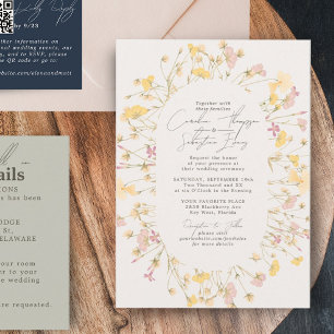 Wildflowers Ivory Double Arch Frame Wedding Invitation