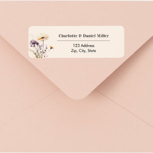 Wildflowers ivory purple return address label