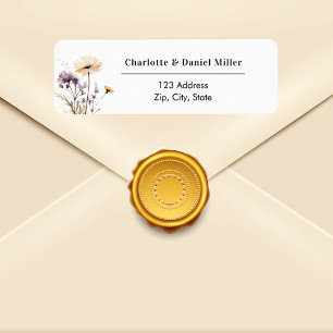 Wildflowers ivory purple return address label