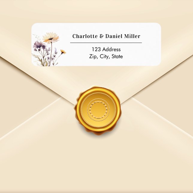 Wildflowers ivory purple return address label (Creator Uploaded)
