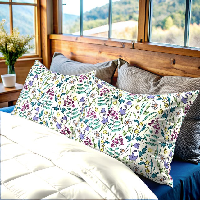 Wildflowers King size Pillowcase (Wildflowers Cream Color Pillowcase)