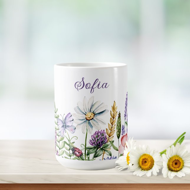 Wildflowers Ladybug and Butterfly Signature Coffee Mug (Creator Uploaded)