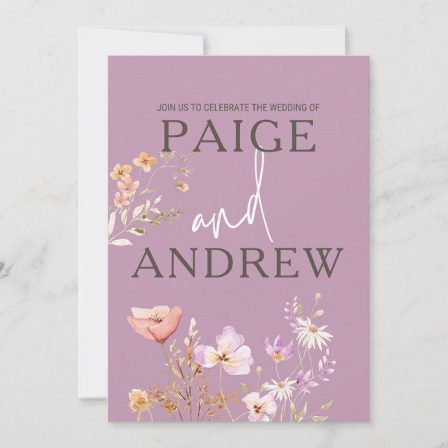 Wildflowers Lavendar Farmhouse Wedding Invitation (Front)