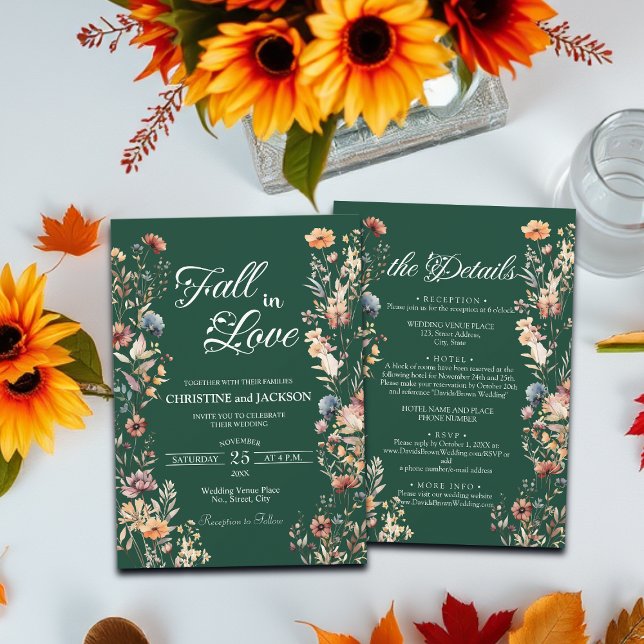 Wildflowers Leaf Fall in Love and Details Wedding Invitation (Creator Uploaded)