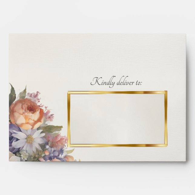 Wildflowers & Leaf Monogram - Ivory Envelope (Front)