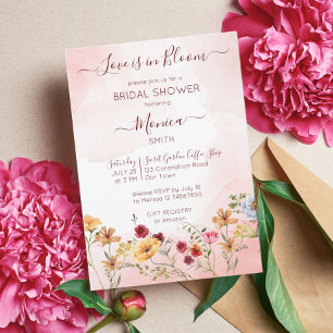 Wildflowers love in bloom bridal shower template