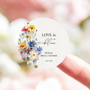 Wildflowers Love is in Bloom Bridal Shower Classic Round Sticker